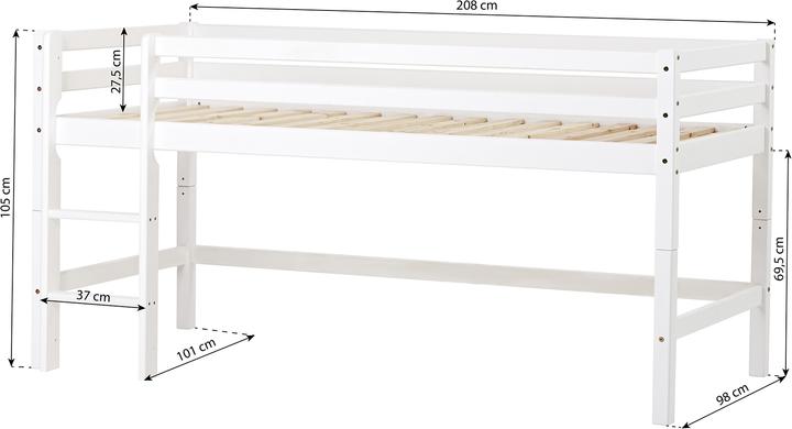 Produktbild Hoppekids BUNDLE BASIC Halbhochbett 90x200 cm mit CONSTRUCTION Vorhang und Schaummatratze (90 x 200 cm)