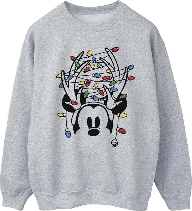 Disney Mickey Mouse Christmas Head Lights Sweatshirt (S)