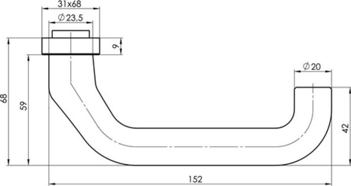 Actual product image Ogro Profile door handle aperture part 8100V AL Aluminium F1 8 mm angled (Door handle)