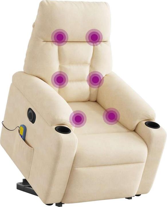 Actual product image VidaXL Massage chair stand-up aid electric Beige microfibre fabric