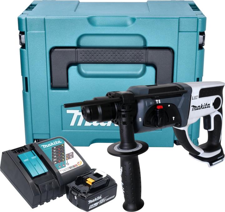 Produktbild Makita DHR 202 RT1JW Akku Bohrhammer 18 V 20 mm 2,0 J weiss + 1x Akku 5,0 Ah + Ladegerät + Makpac (Batteriebetrieb)