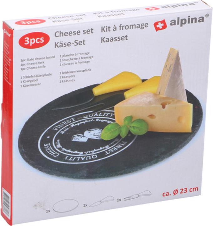 Produktbild Mojawo 3er Schiefer Käse Brett Set Schneidebrett Servierbrett Ø23cm