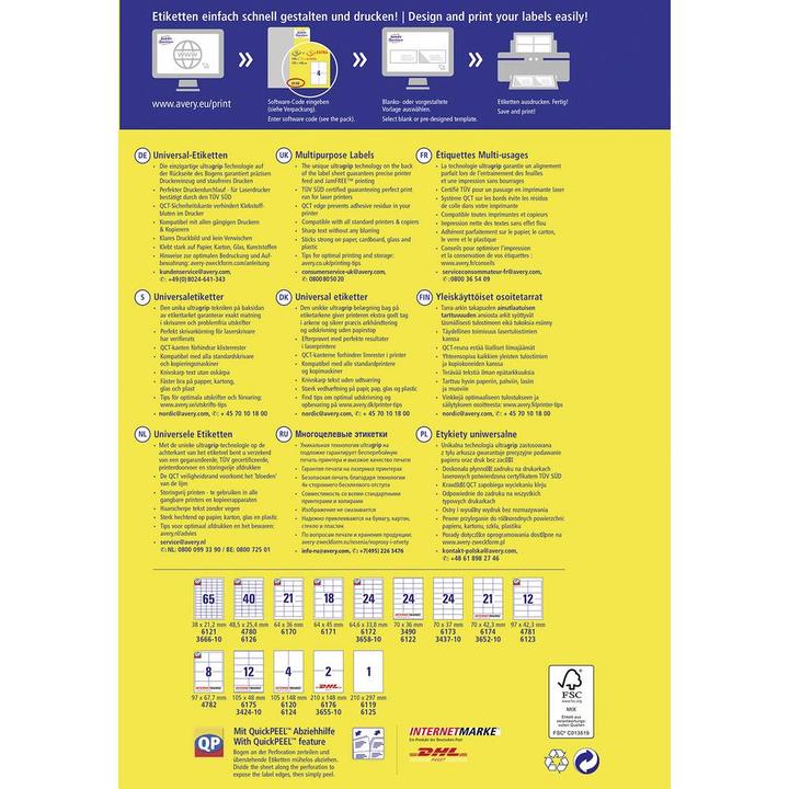 Actual product image Avery Universal Labels