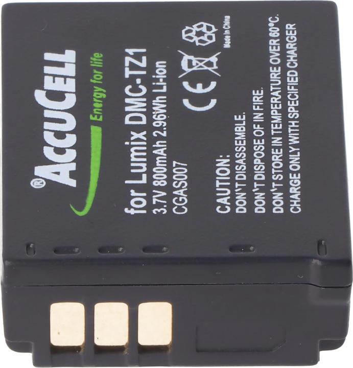 Image du produit AccuCell Akku passend für Panasonic Lumix DMC-TZ1 Akku Panasonic CGA-S007, CGA-S007E, DMW-BCD10