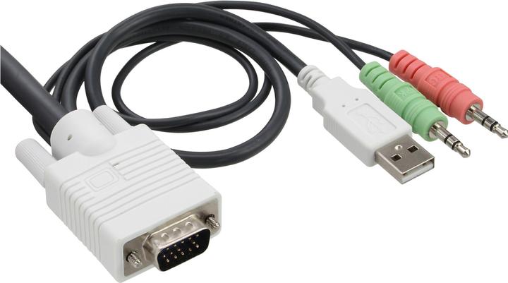 Actual product image InLine KVM Switch 2-way VGA USB with audio and integrated cable sets 0.9m white