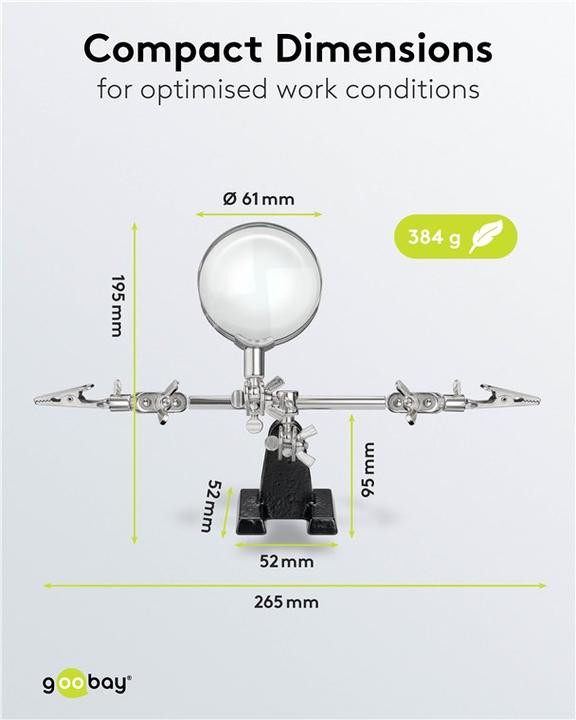 Actual product image Goobay Soldering aid / third hand with magnifying glass 2.5x magnification (Third hand)