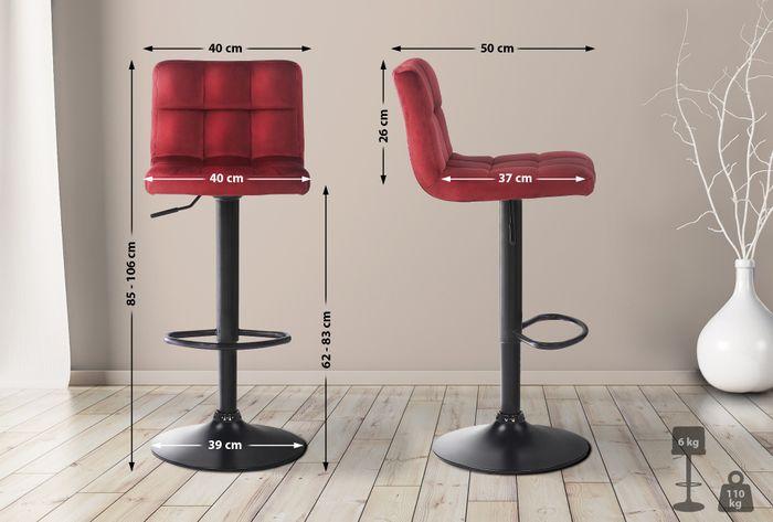 Produktbild Swisshandel24 4er Set Barhocker Feni Samt, rot