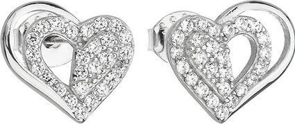 Evolution Group Silver earrings with zircon white heart 11115.1 (L)