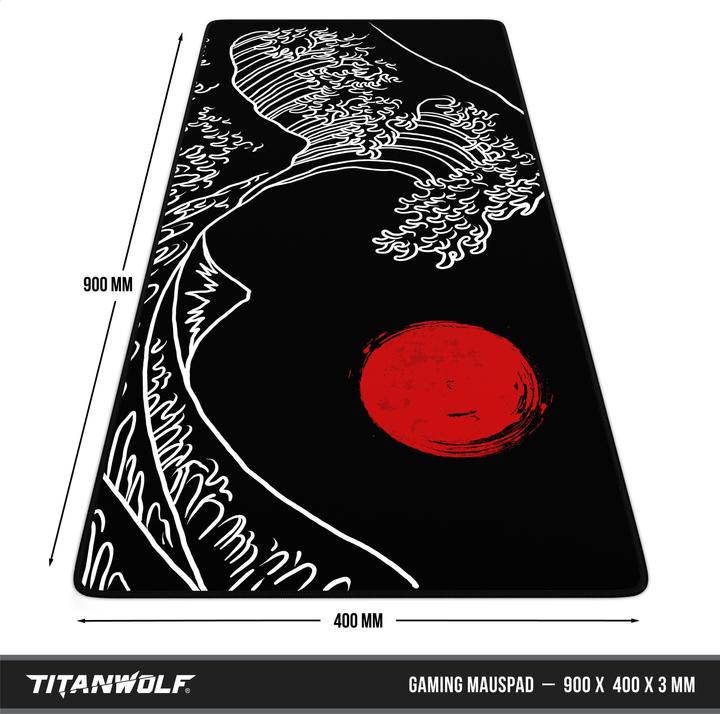 Produktbild Titanwolf Gaming Mauspad, 900 x 400mm XXL Speed Gaming Mausmatte, Mauspad extra große Oberfläche, große Welle (XXL)