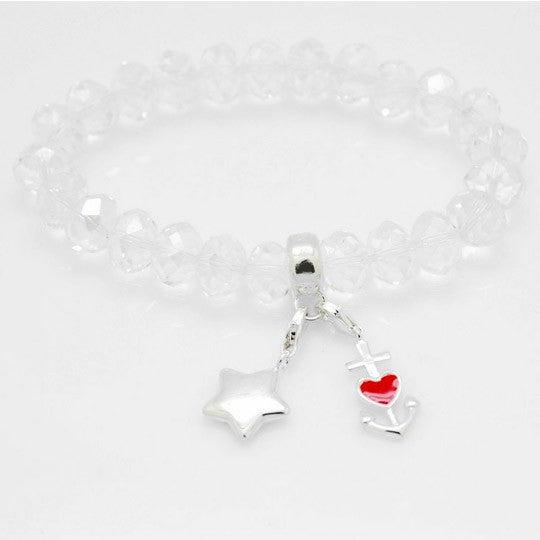 Hermex Bettelarmband mit 2x Charms - 19cm (19 cm, hochwertiger versilberter Metalllegierung)
