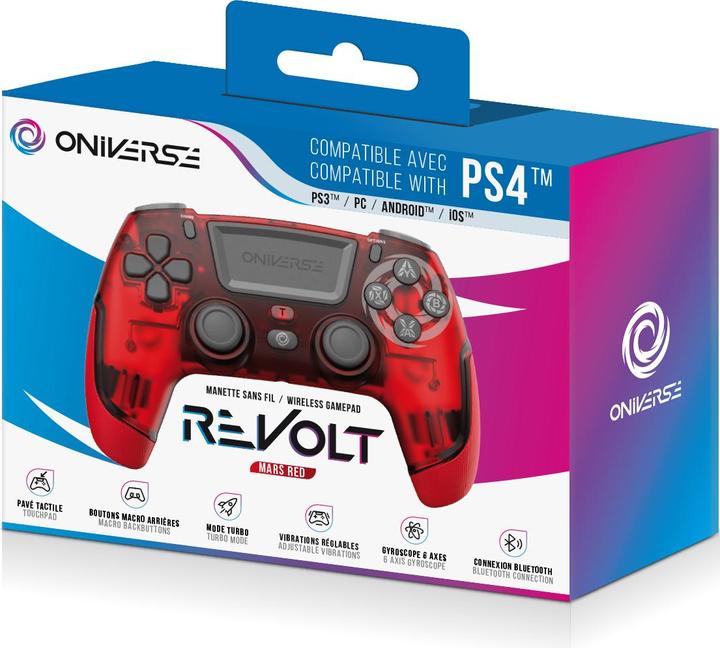 Image du produit Oniverse Revolt Grey, Red Bluetooth Gamepad analogique / numérique PC, PlayStation 4 (PC, PS4)