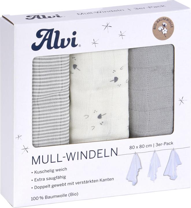 Produktbild Alvi Mull Windeln 'Faces' 3er Pack (80 cm, 80 cm)