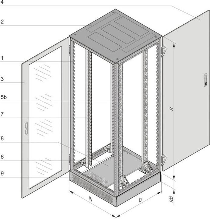 Produktbild Schroff VARISTAR NET Plus - VARISTAR VNT+1200H 800B 600T (24 HE, 19 Zoll Rack)