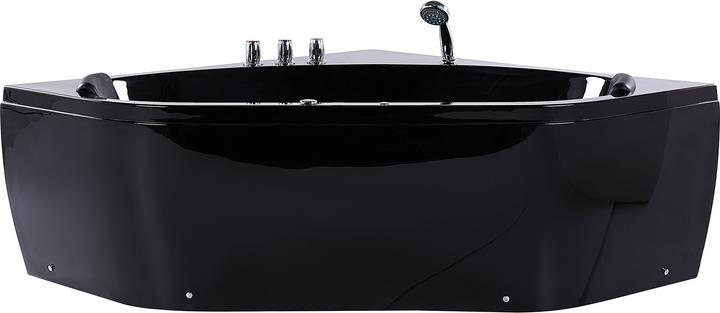 Produktbild Beliani Whirlpool Badewanne schwarz Eckmodell mit LED 140 x 140 cm MEVES (270 l, 140 cm, 140 cm)