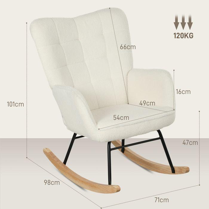 Produktbild Swisshandel24 Schaukelstuhl Sessel Relaxsessel bis 120 kg, Polyester, Weiss 98x71x101cm