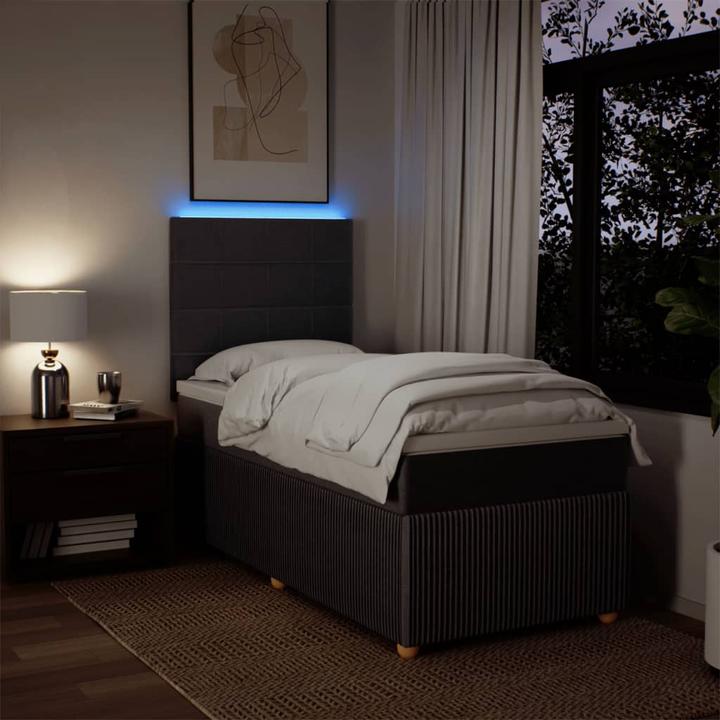 Produktbild VidaXL Boxspringbett Polsterbett Bett mit Matratze Dunkelbraun 100x200cm Stoff (100 x 200 cm, 100 x 200 cm)