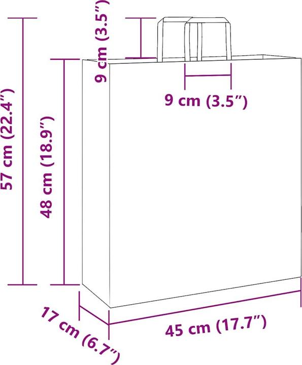 Produktbild VidaXL Kraftpapiertüten 50 Stk. mit Henkel Weiss 45x17x48 cm Papiertüte (Geschenktüte, 50 x)