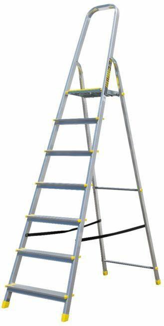 Actual product image Metalkas BAYERSYSTEM ALUMINIUM LADDER 120kg 7 STEPS (Working platform, 11 cm)