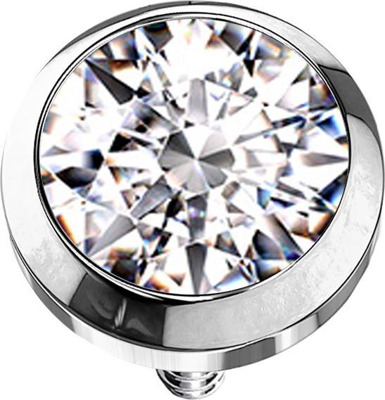 Star Piercing Dermal Anchor silber mit Kristall silber (ohne Messing, Chirurgenstahl 316L)