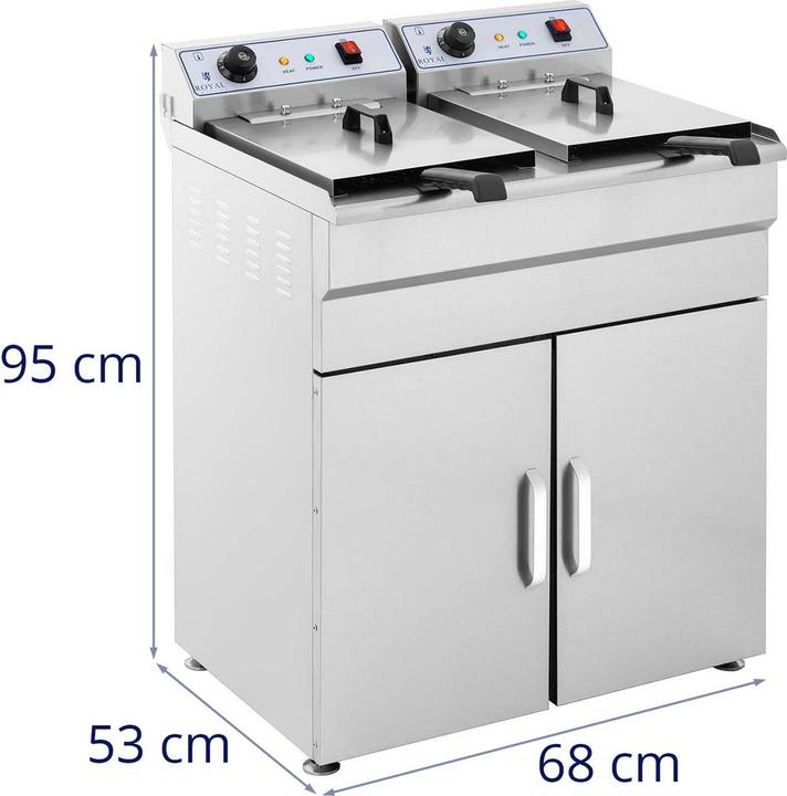 Produktbild Royal Catering Fritteuse Friteuse Fritöse Edelstahl Pommes Frittöse Öl Starkstrom 6000W Doppel