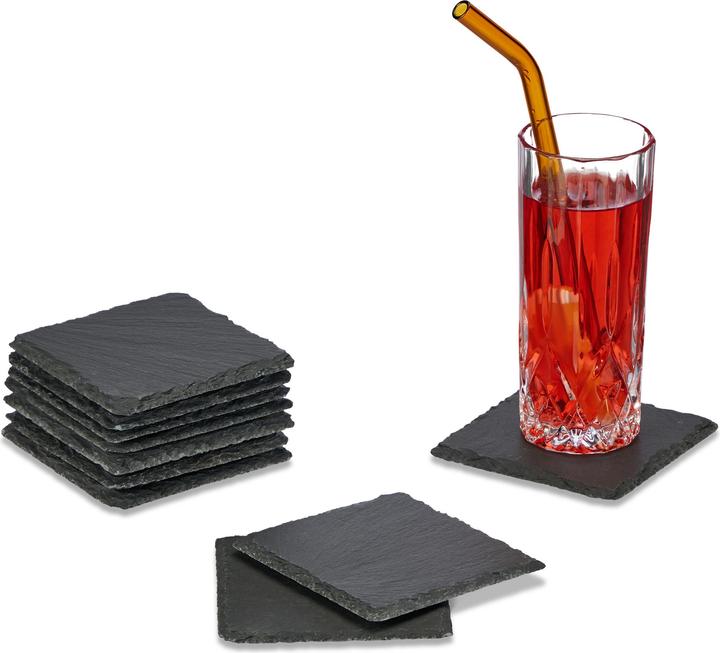Produktbild Relaxdays 10x Schiefer-Untersetzer (1 x, Glasuntersetzer)