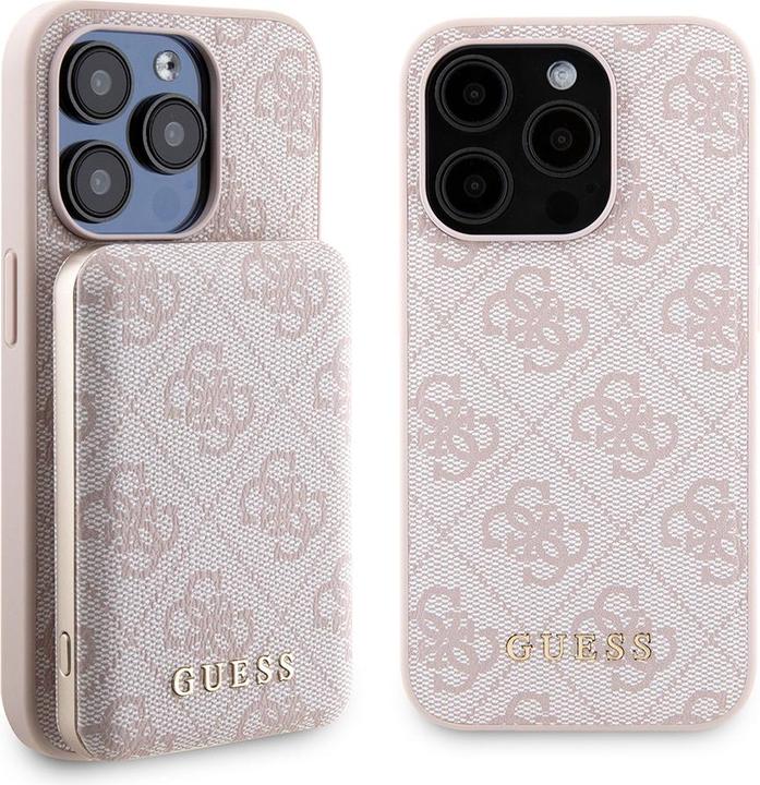 Actual product image Guess Zestaw GUBPM5P15L4GEMGP iPhone 15 Pro 6.1" hardcase + Powerbank 5000mAh MagSafe różowy/pink 4G (Apple iPhone 15 Pro)