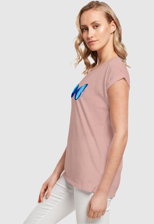 Actual product image Merchcode Ladies Butterfly Blue Extended Shoulder Tee - 111649 (S)