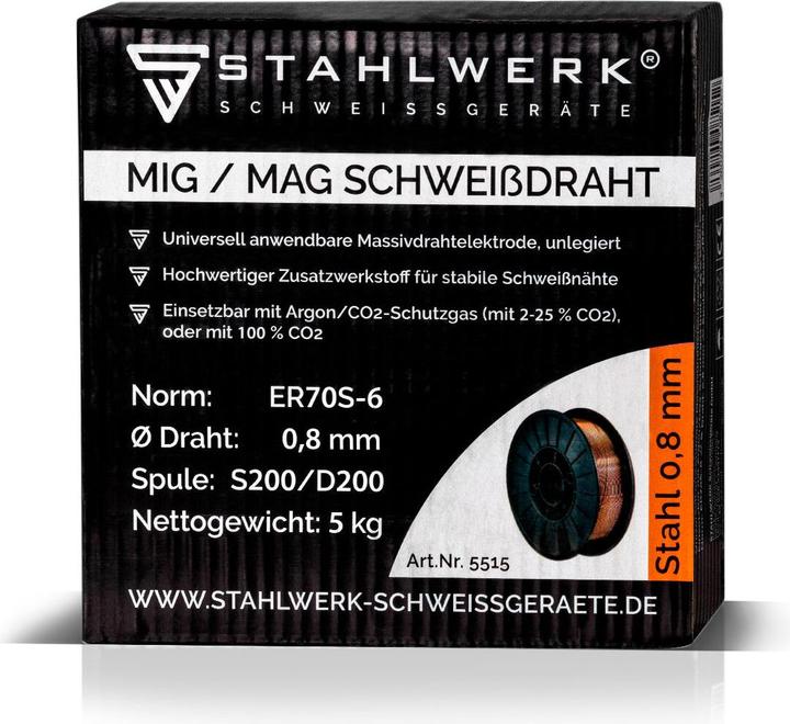 Actual product image Stahlwerk Welding wire MIG/MAG steel Ø 0.8 mm ER70S-6 SG2 Wire reel 5 kg