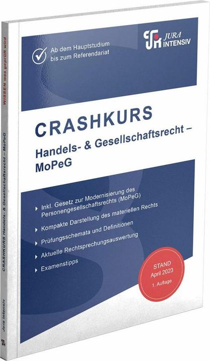 Produktbild CRASHKURS Handels- & Gesellschaftsrecht - MoPeG (Deutsch, Schweinberger, Dirk, 2025)
