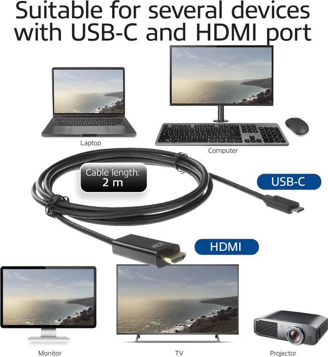 Produktbild USB C — HDMI (Typ A) (2 m, HDMI)