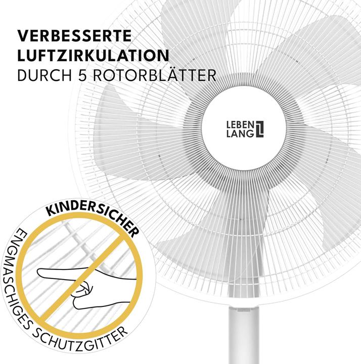 Produktbild Lebenlang Leiser Standventilator mit Fernbedienung & LED-Display (60 dB)