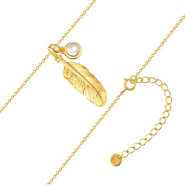 Immagine prodotto Glanzstücke München Collana da donna con piume in argento - 35056 (Argento, 40 - 45 cm)