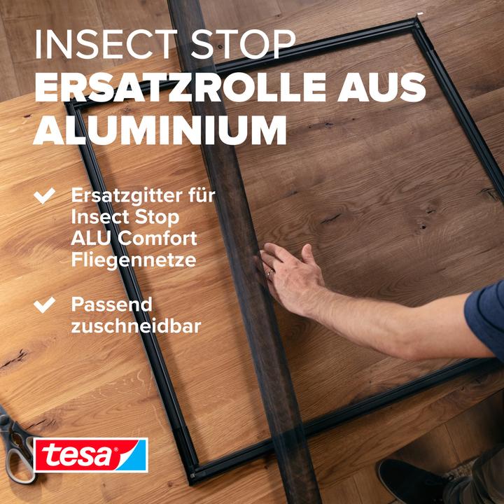 Produktbild tesa Insektenschutz Alu COMFORT Ersatzrolle, für Fenster & Türen, ohne Bohren (120 x 250 cm)