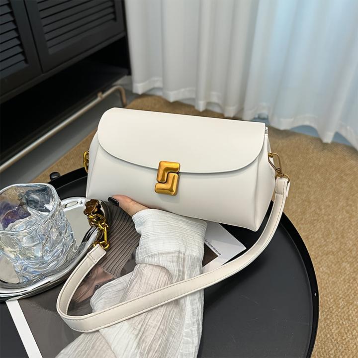 Only-Bags.Store Elegante schwarze Kunstleder-Kreuztasche, einfarbig, verstellbarer Riemen, Reissverschluss