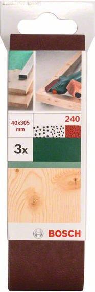 Image du produit Bosch Zubehör Set de 3 bandes abrasives pour ponceuses à ruban Bosch, qualité rouge K = 240