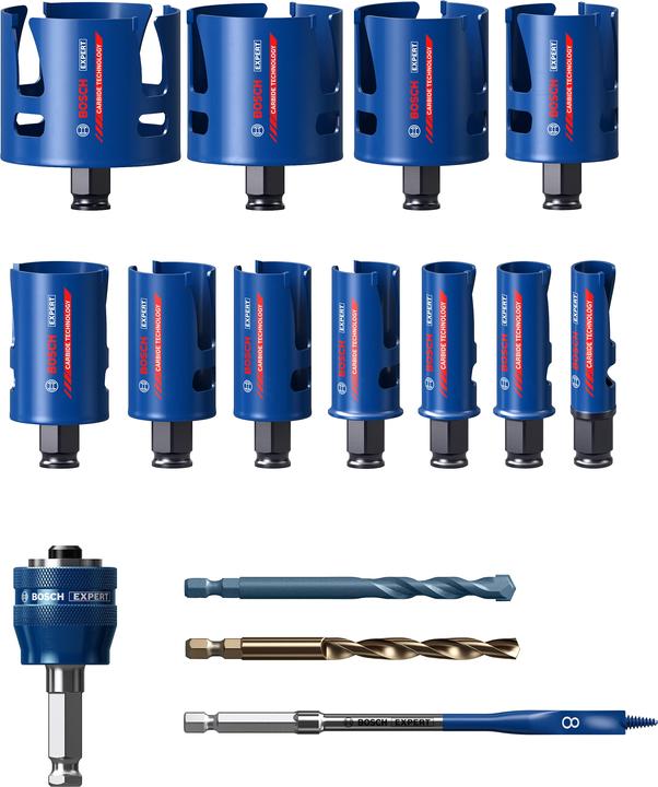 Bosch Professional Zubehör Jeu de scies cloches EXPERT Construction Material 20/22/25/32/35/40/44/51/60/68/76 mm, 15 pcs. (20, 25, 32, 35, 40, 44, 51, 60, 68, 76)