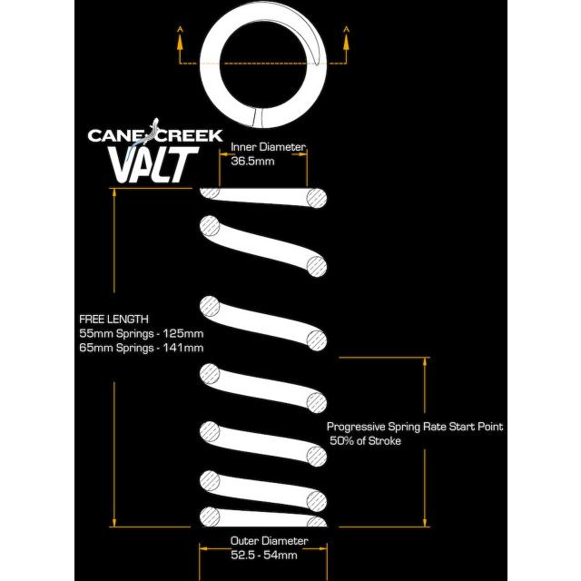Produktbild Cane Creek Valt Lightweight Dämpferfeder, progressiv, 55mmx450 lbs (55 mm, 55 mm)