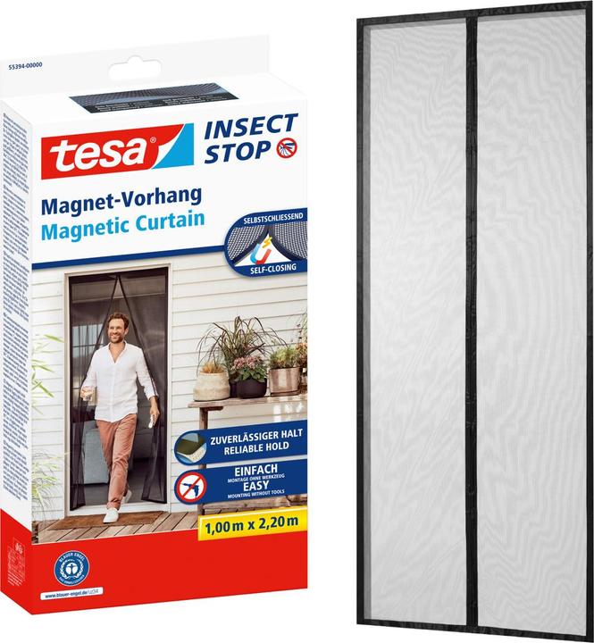 tesa Insektenschutz Magnetvorhang für Balkon- und Terrassentüren, selbstschliessend, Montage ohne Bohren