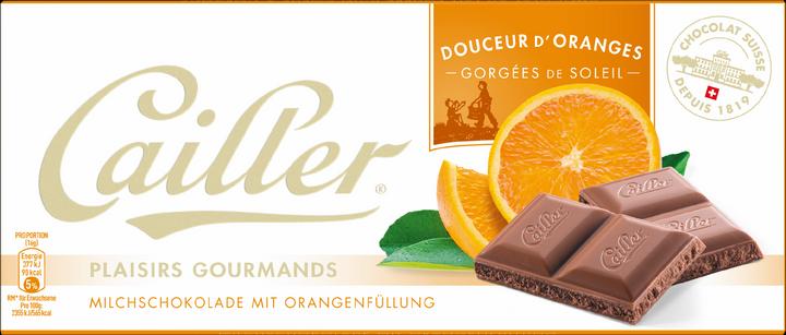 Produktbild Cailler Tafelschokolade Milch mit Orangen (96 g)