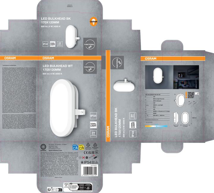 Image du produit Osram LED BULKHEAD 6W 4000K White (420 lm)