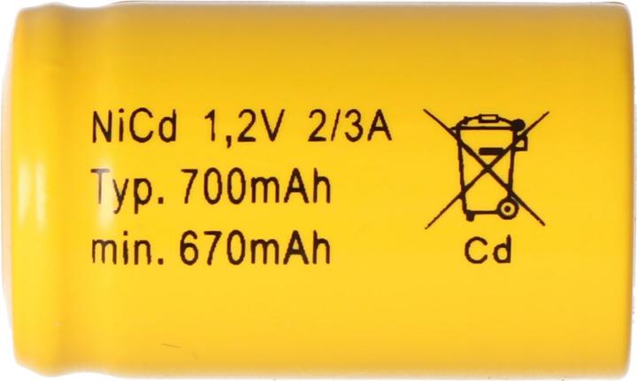 Actual product image AccuCell 2/3 A Cadnica NICD Akku Flattop ohne Lötfahne (2/3 A, 700 mAh)