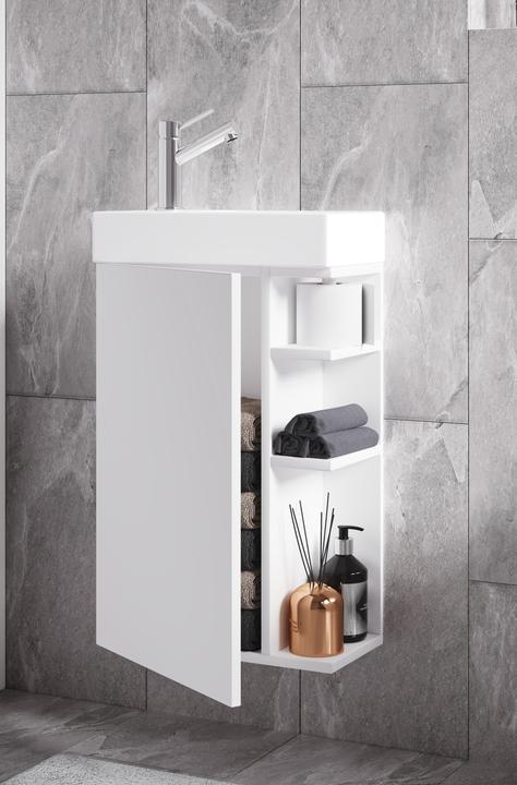 Produktbild VCM 2-tlg Badmöbel Set Gäste WC Gästebad Waschplatz Waschtisch klein schmal Lumia