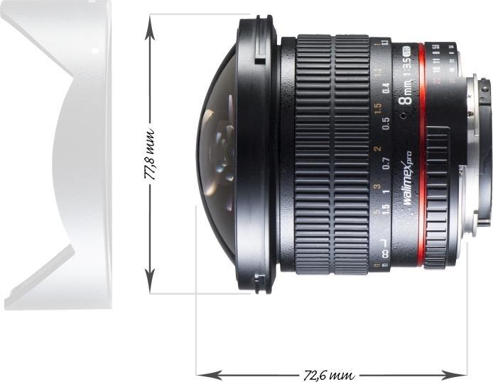 Actual product image Walimex pro Per lens 8mm, f/3.5 II Fisheye, Nikon (Nikon F, APS-C / DX)