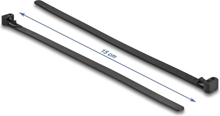 Delock Cable ties reusable heat-resistant L 200 x W 7.5 mm 100 pieces black (Plastic cable ties, 200 mm, 100 pcs.)