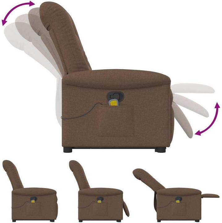 Immagine prodotto VidaXL Poltrona massaggiante con ausilio stand-up in tessuto marrone