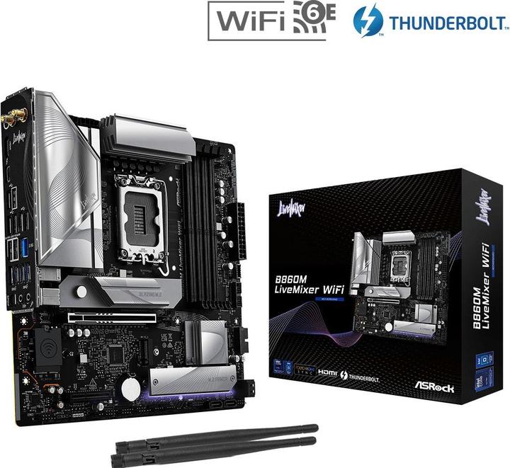 Produktbild AsRock B860M LiveMixer WiFi DDR5 Intel S retail (Socket S1, Intel B860, mATX)