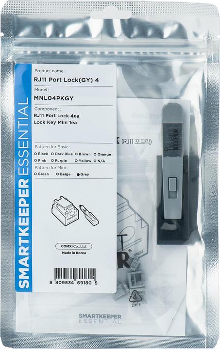 Actual product image Smart Keeper SmartKeeper Basic "RJ11 Port" Blocker 4 pcs.+Key grey