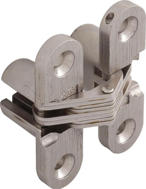 Soss Einlass-Scharnier, 60x13 mm, ÖW 180°, Zamak vernickelt