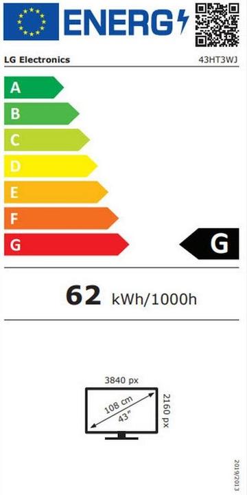 Energy Label LG One:Quick Flex (3840 x 2160 Pixels, 43")