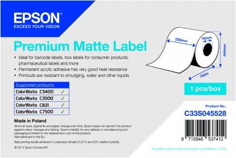 Produktbild Epson C33S045528 Druckeretikett Weiss (22 cm)